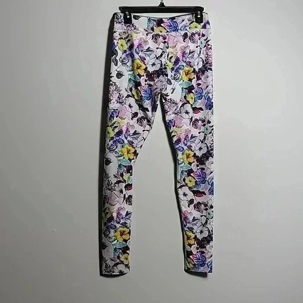 KIRA GRACE Multi Floral Compression Leggings Tights Pants Size Medium - Picture 6 of 12